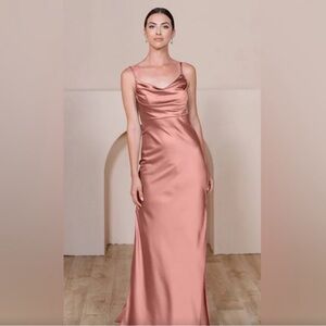 Revelry Skye Satin Bridesmaid Dress | Desert Rose | Size 8